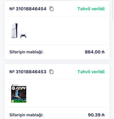 PS5 (Sony PlayStation 5): Təzə kimidi ps5slim fc24diski zəmanət ilə