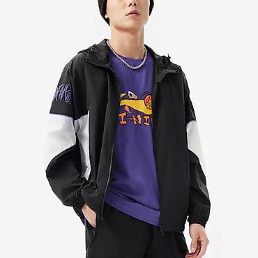 badfive: Ветровка Li-Ning BadFive Logo Loose Fit Jacket “Black White” - Цвет — 4