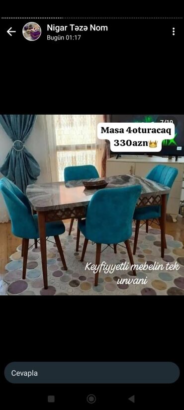 restoran ucun stol stullar: Для гостиной, Новый, Квадратный стол, 4 стула