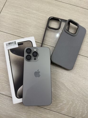 iphone 15 pro max цена в бишкеке: IPhone 15 Pro Max, Б/у, 256 ГБ, Natural Titanium, Кабель, Коробка, Чехол, 100 %