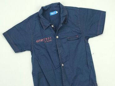 Koszule: Koszula 10 lat, stan - Bardzo dobry, wzór - Jednolity kolor, kolor - Niebieski