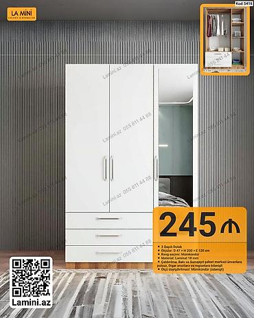 3 qapılı dolab – La Mini - Ölçü: D 47 x H 200 x E 120 sm - Material lalafo.az -da 3 qapılı dolab – La Mini - Ölçü: D 47 x H 200 x E 120 sm - Material