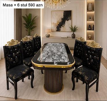Masa və 6 stul dəsti - Dəst: 1 ədəd yemək masası + 6 ədəd stul - lalafo.az -da Masa və 6 stul dəsti - Dəst: 1 ədəd yemək masası + 6 ədəd stul -