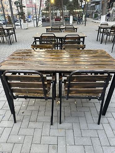 ucuz maslar: Kafe/restoran və həyət məkanları üçün metal karkaslı ağac dəst Umumi — 2