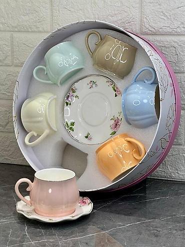 çay servis: Çay dəsti, rəng - Narıncı, Keramika, 6 nəfərlik — 1