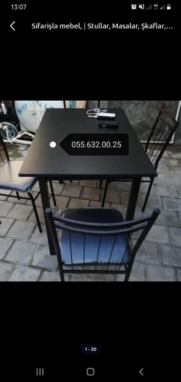 Masa və oturacaq dəstləri: 120 manatdan başlayir. Stol stul desti anbardan satiş var. Modellərə — 9