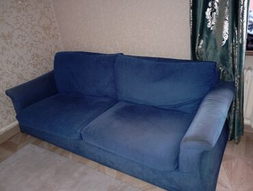 диван двухспалный: Диван-кушетка, цвет - Голубой, Б/у