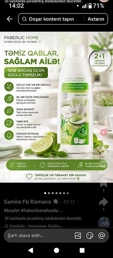 limon yağı qiyməti: Gel Faberlic Qab yumaq üçün — 1