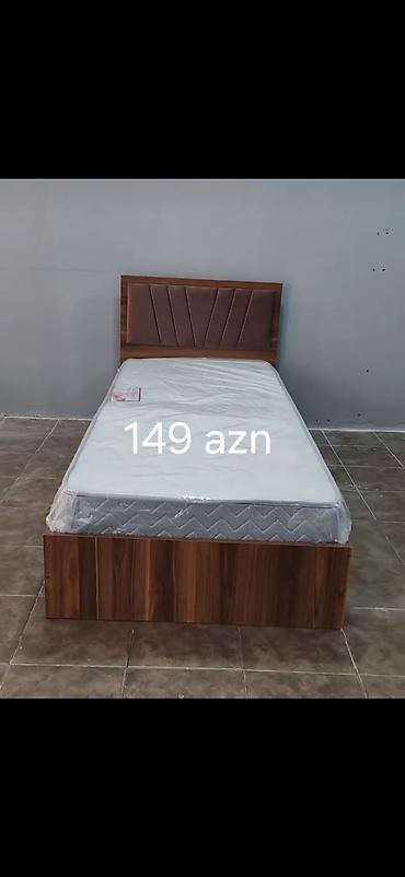 Tək nəfərlik çarpayı və döşək dəsti. - Taxta karkaslı, ağac naxışlı lalafo.az -da Tək nəfərlik çarpayı və döşək dəsti. - Taxta karkaslı, ağac naxışlı