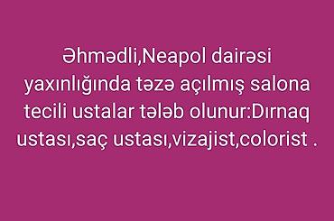 Работа: Yeni açılmış salona tecili ustalar lazımdır — 1