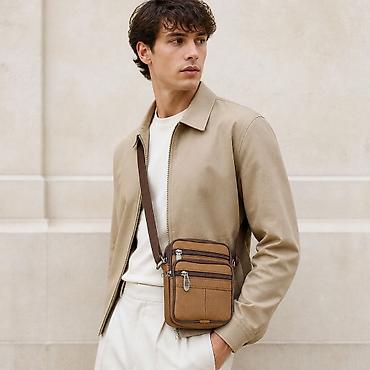 hugo torbe: Muška crossbody torbica – kompaktna i praktična - Materijal: prirodna — 4