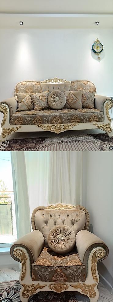 salon divan: Klassik üslubda dəst: 3 yerlik divan və iri kreslo - Üslub: Barokko — 1