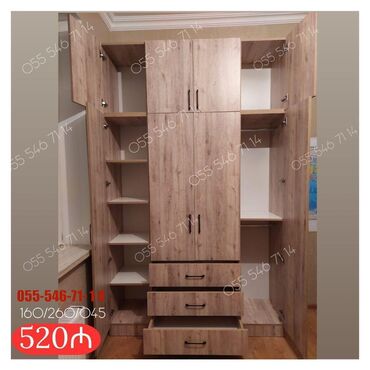 Yeni, 4 qapılı Düz dolab, Qarderob, paltar dolabı