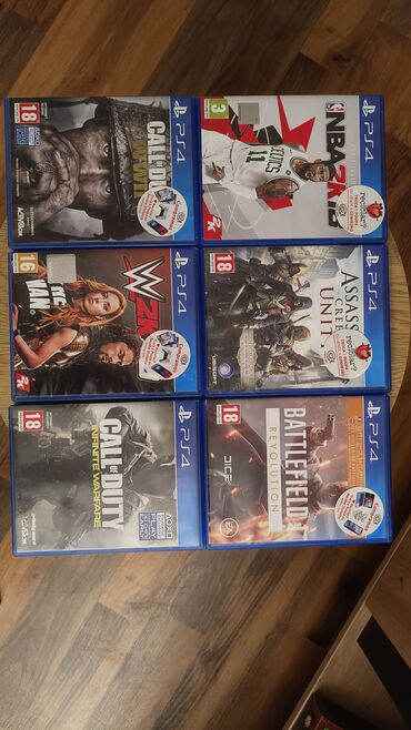 playstation igrice: Set od šest igrica za PlayStation 4 konzolu. Uključuje naslove kao što