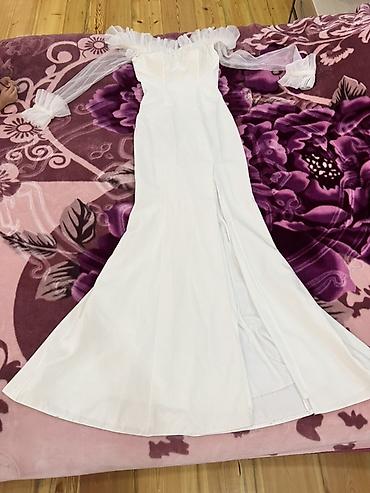 xonca bezekleri: Ağ rəngdə zərif ziyafət/nikah geyimi (1defe geyinilib ) - Model — 3