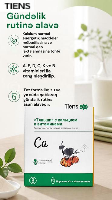 biostat plus tablet: 🌿 Tiens Super Kalsium Tozu — vitaminlərlə zənginləşdirilmiş, toz — 5