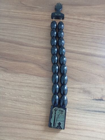 Təsbehlər: Qara oniks görünümlü ikili təsbeh/zikr sayğacı - Material: parlaq