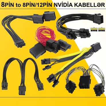 Klaviaturalar: Kabellər "8pin Original" ⭐8pin to 2x8pin (2x6+2) GPU 20sm – 8 AZN