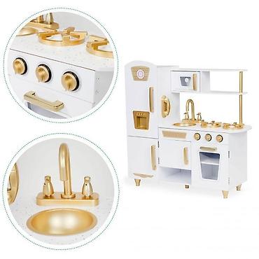 sandale clara barson: Velika drvena kuhinja za decu – White & Gold (ECO TOYS) Šifra — 4