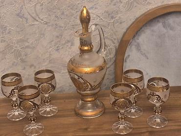 Qab-qacaq və mətbəx ləvazimatları: Şüşə qədəh və qrafin dəsti - Tərkib: 2 qutu dəst - 1-ci qutu: 6 — 6