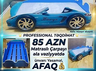 Uşaq üçün maşın çarpayıları: Uşaq üçün maşın formalı çarpayı – “Hüseyn” dizaynı - Matrasla birlikdə — 1
