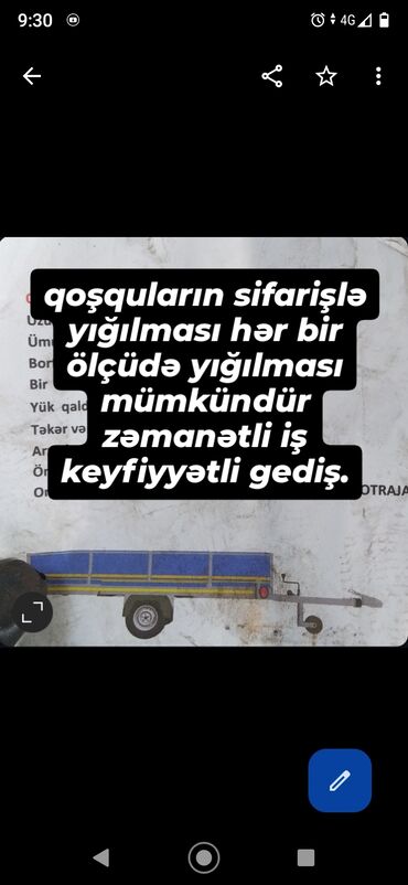 bağ setkası: Salam hər vaxtınız xeyir olsun hər ölçüdə hər növ qoşqu yığıram üstü