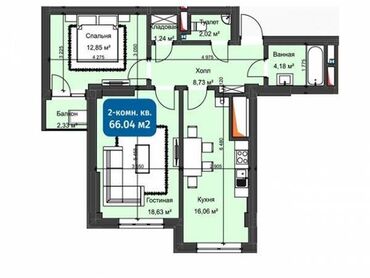 Цеха, заводы, фабрики: 2 комнаты, 66 м², Элитка, 8 этаж, ПСО (под самоотделку)