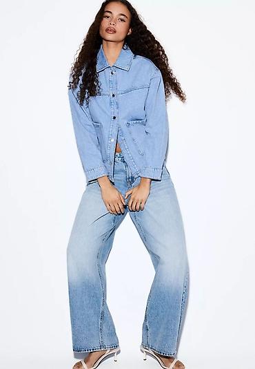 denim tears: Stradivarius Göy açıq rəngli denim ceket S ölçü. Oversized. Yeni — 2