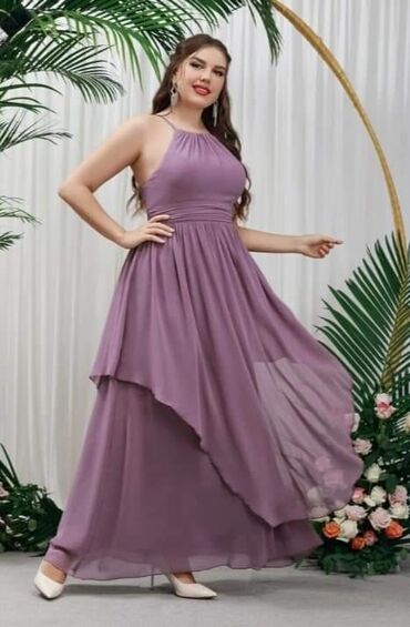 elipsa elegantne haljine: XL (EU 42), bоја - Ljubičasta, Večernji, maturski, Na bretele