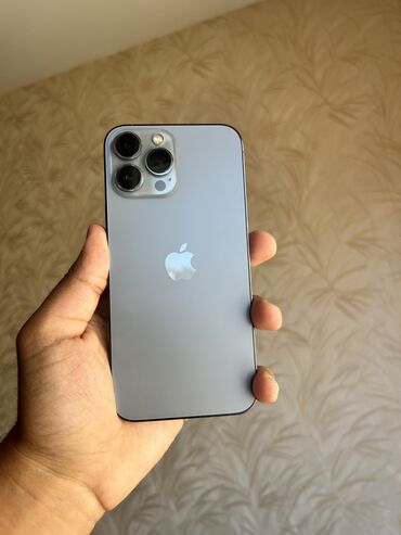 Apple iPhone: IPhone 13 Pro Max, 128 GB, Sierra Blue, Barmaq izi, Simsiz şarj, Face ID