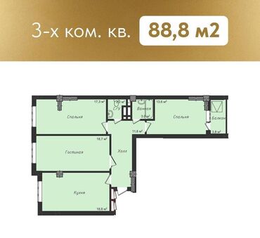 Продажа домов: 3 комнаты, 89 м², Элитка, 3 этаж, ПСО (под самоотделку)