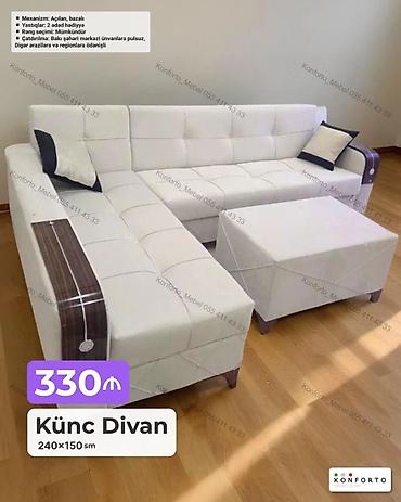 Künc divan – 240×150 sm - Mexanizm: açılan, bazalı (yataq funksiyalı lalafo.az -da Künc divan – 240×150 sm - Mexanizm: açılan, bazalı (yataq funksiyalı