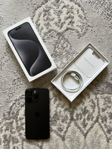 Apple iPhone: IPhone 15 Pro Max, Б/у, 256 ГБ, Black Titanium, Кабель, Коробка, 93 %
