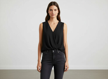 czarne bluzki z aplikacją: H&M, Women's blouse, size M