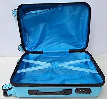 Rančevi, torbe i koferi: Dečji kofer na točkiće – plavi sa motivom dinosaurusa - Tvrda školjka — 2