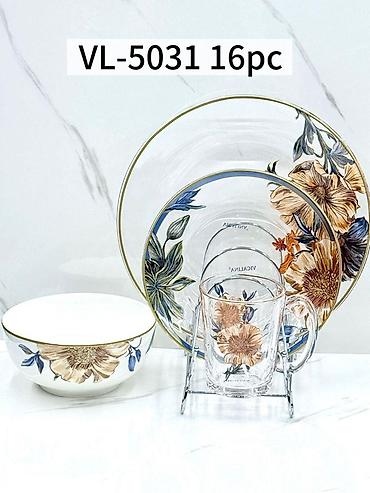 dish sets: Набор столовой посуды VL-5031, 16 предметов. Изящный сервиз с крупным — 1