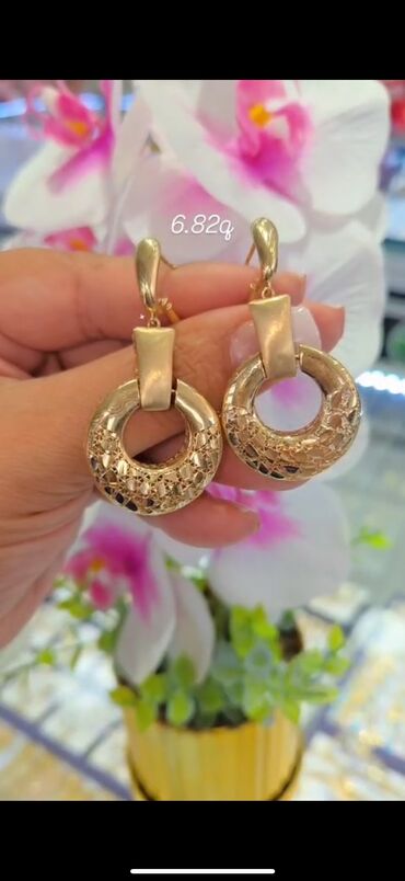 Sırğalar: Sırğa, Sarı qızıl, 585 Əyar, 123 g, Ödənişli çatdırılma, Ünvandan götürmə — 12