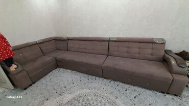мебель диван б у: Угловой диван, цвет - Коричневый, Б/у