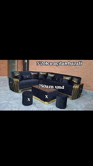 Комплекты диванов и столов: 3×2 ölçülü, açılan-bazalı künc divan dəsti - L‑şəkilli künc divan — 2