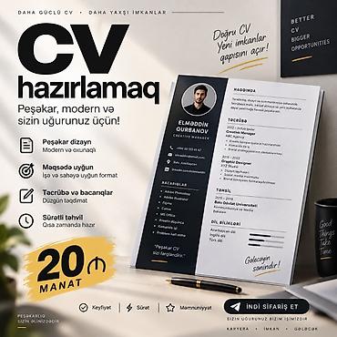 daye işi elanları: Xidmət: Peşəkar CV hazırlamaq Təsvir: - Modern, oxunaqlı və səliqəli — 1