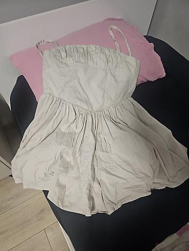 boho: Belo letnje mini haljina na tregere - Boja: bela/ekru - Kroj: kratka — 1