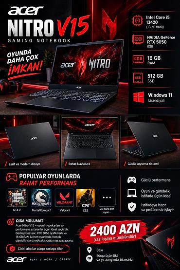 irşad airpods: Yeni Acer Nitro, 15.6 ", Intel Core i5, 512 GB — 1
