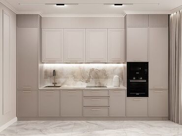 кухонная мебель для кухни: Ашкана гарнитуру, түсү - Саргыч боз, МДФ, Акысыз жеткирүү