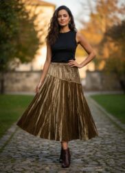 Пиджаки: Новая бархатная золотистая юбка, размер XS-M, из Испании, 30 ман (своя