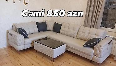 bir divan satın almaq: Künc divan dəsti – cəmi 850 AZN - L‑şəkilli künc divan, yumşaq krem — 1