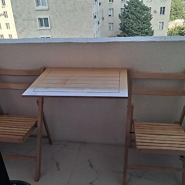 Садовая, уличная мебель: Təbii ağacdan hazırlanmış balkon/teras dəsti: - 1 ədəd kompakt masa və — 1