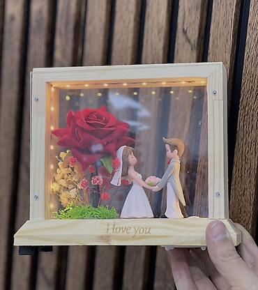 Товары для праздников: Romantik LED dekor qutusu – “I love you” yazılı taxta çərçivə Suvenir — 2