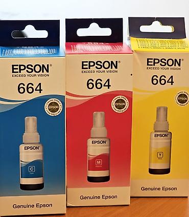 epson l1300: Epson 664 Original Mürəkkəb 70 ml – Cyan, Magenta, Sarı Epson 664 — 1