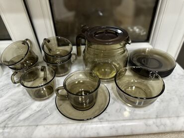 Посуда для напитков: Чайный набор, цвет - Серый, Стекло