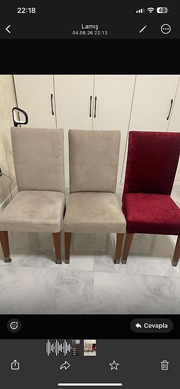 yemek stol: Masa otağı üçün yumşaq oturacaqlı stullar dəsti. - Sayı: 3 ədəd - — 1